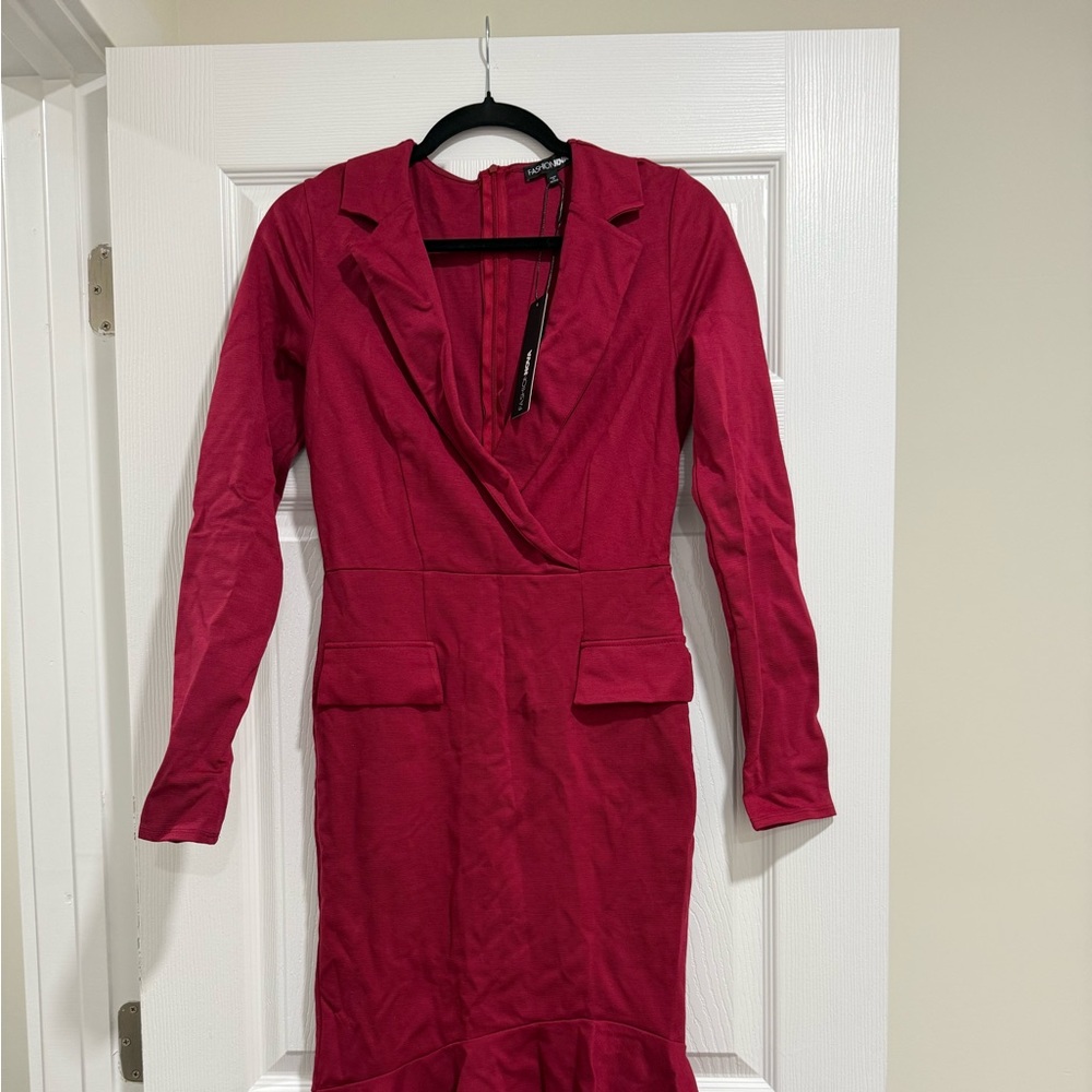 Red Collard Midi Dress